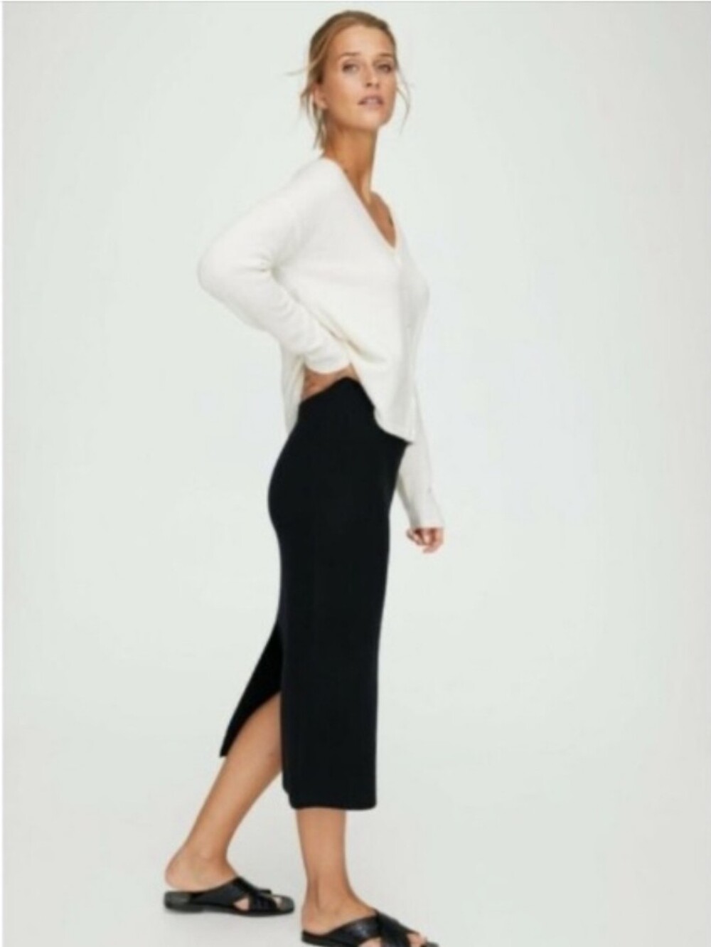 Babaton Smooth Contour Pencil Skirt Black M With Back Slit